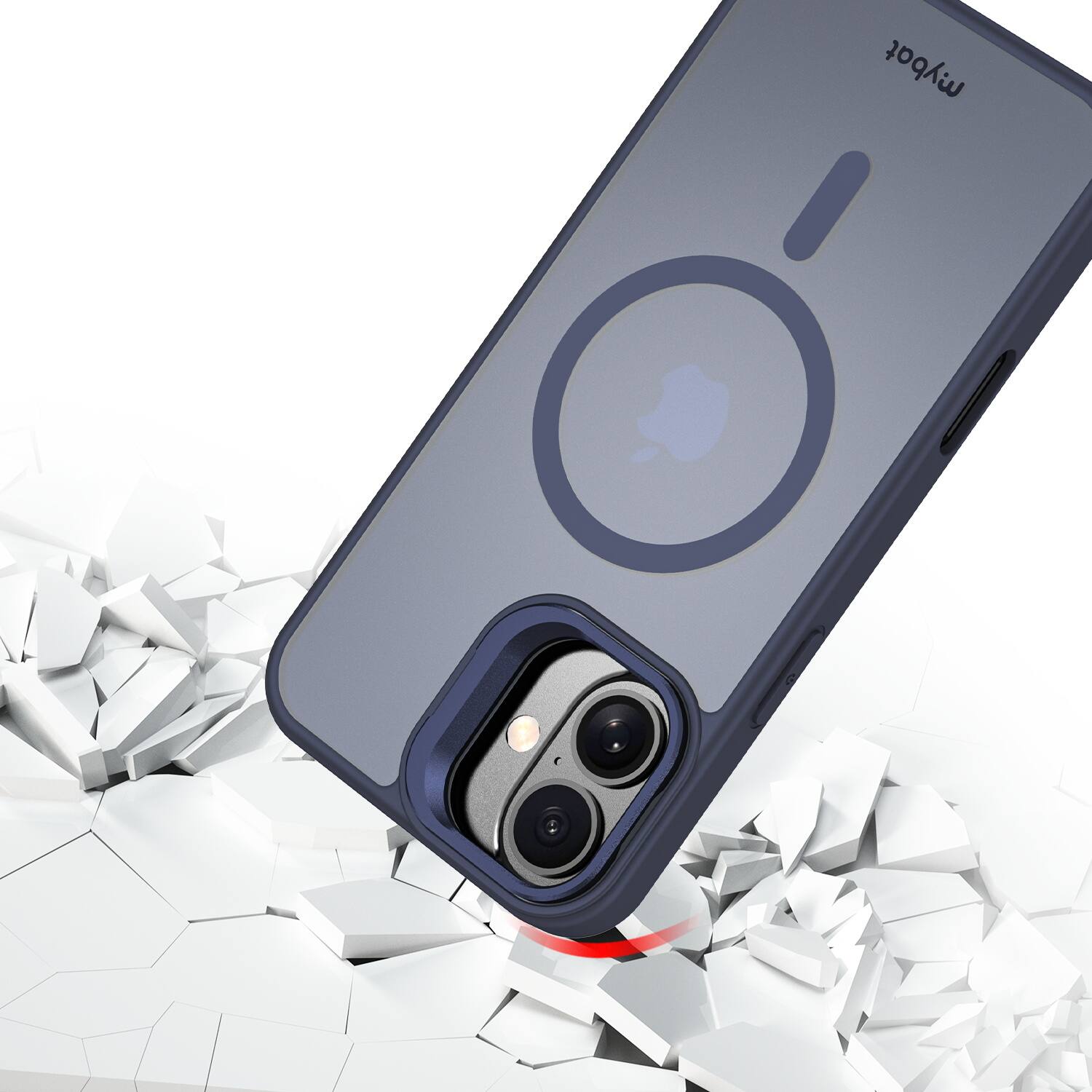 Alt View 3. Mybat - MyBat InFrame MagSafe Case with Kickstand for Apple iPhone 16 - Cobalt - Clear/Cobalt.