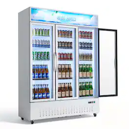 VEVOR - Commercial Merchandiser Refrigerator, 36.4 Cu.Ft / 1030L Upright Beverage Cooler, 3 Glass Door Display Refrigerator - White