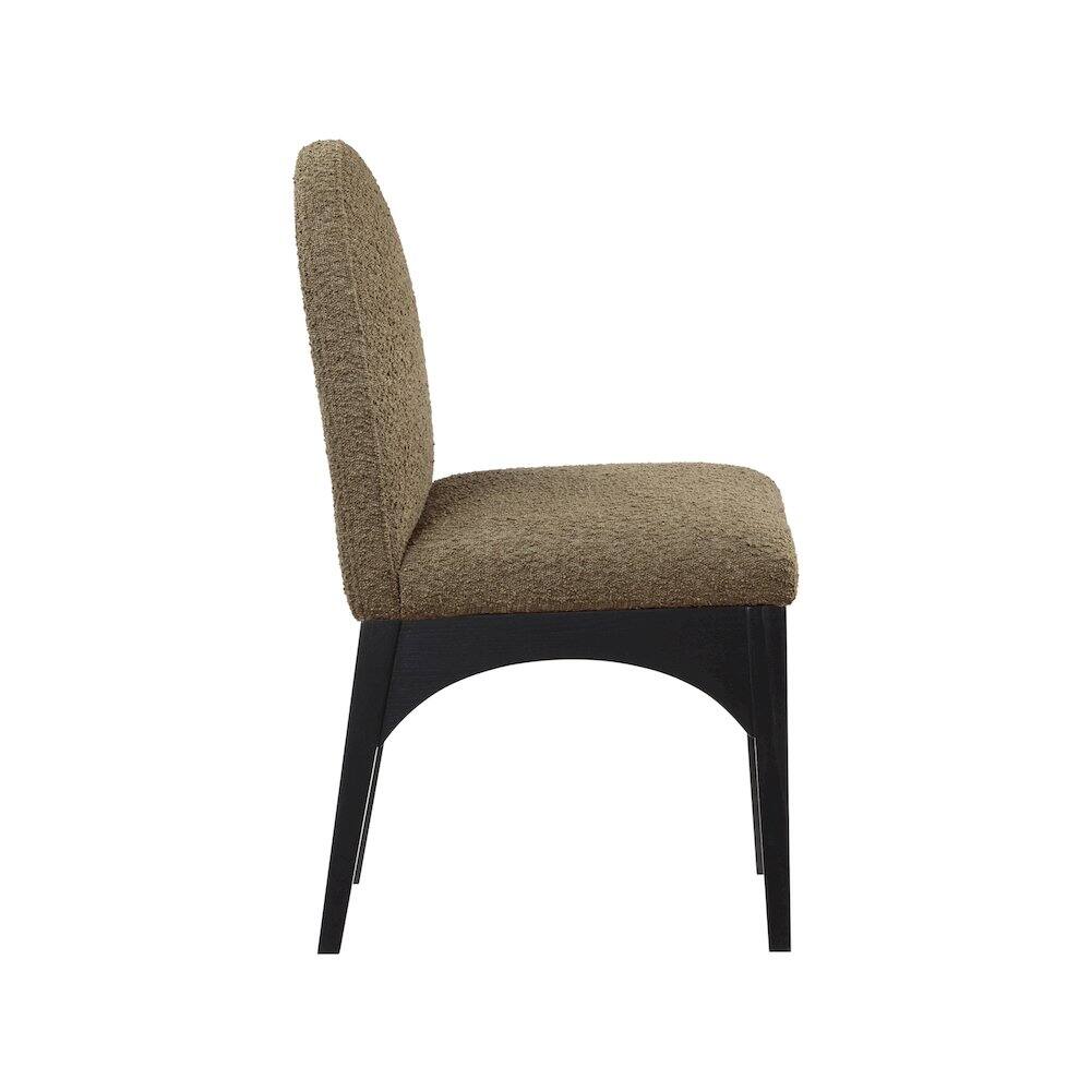 Alt View 3. Meridian Furniture - Waldorf Olive Boucle Fabric Dining Chair - Green.