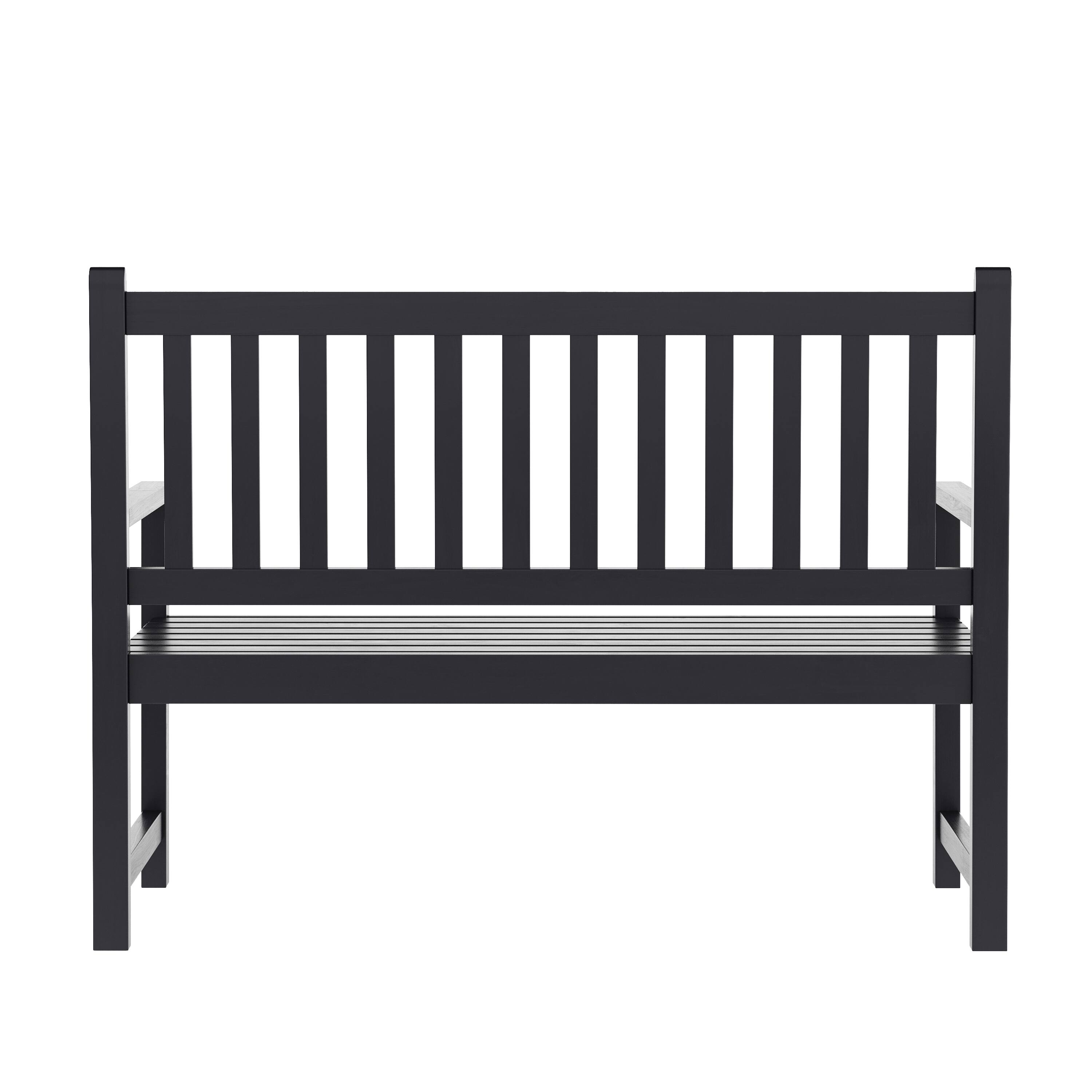 Alt View 5. Emma + Oliver - Acacia Wood Slatted Patio Bench Loveseat for 2 for Indoor/Outdoor Use - Black.