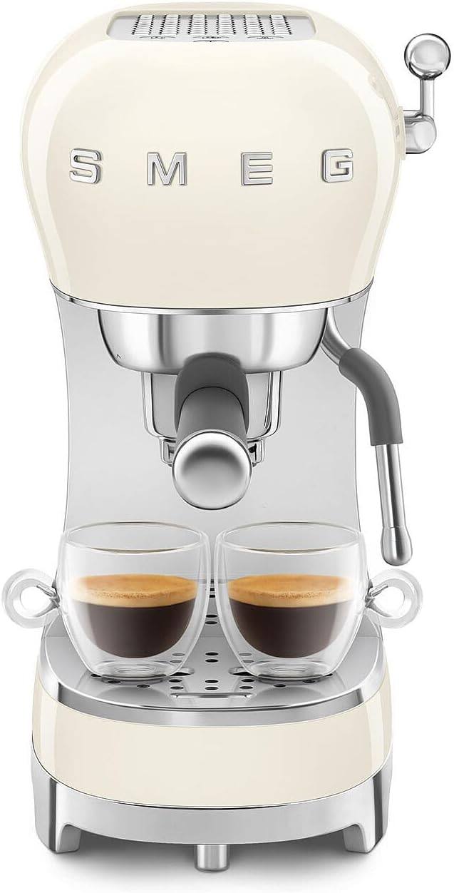 Angle. SMEG - Manual Espresso Machine ECF02 - Cream.