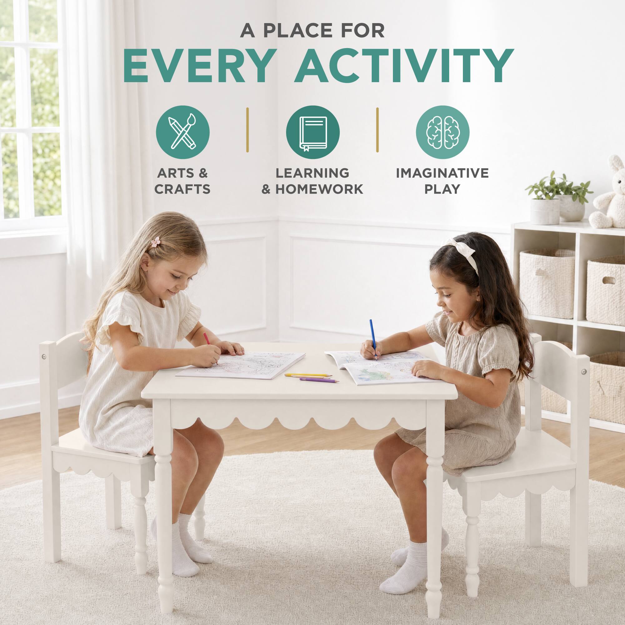 Best Choice Products Kids Table & Chair Set for Toddlers, Wood Activity ...
