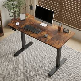 Kadyn - 48" Electric Height Adjustable Standing Desk, Rustic Lift-up Computer Table for Home Office - Brown