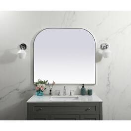 Elegant Decor - Metal Frame Arch Mirror 42x38 Inch - Silver