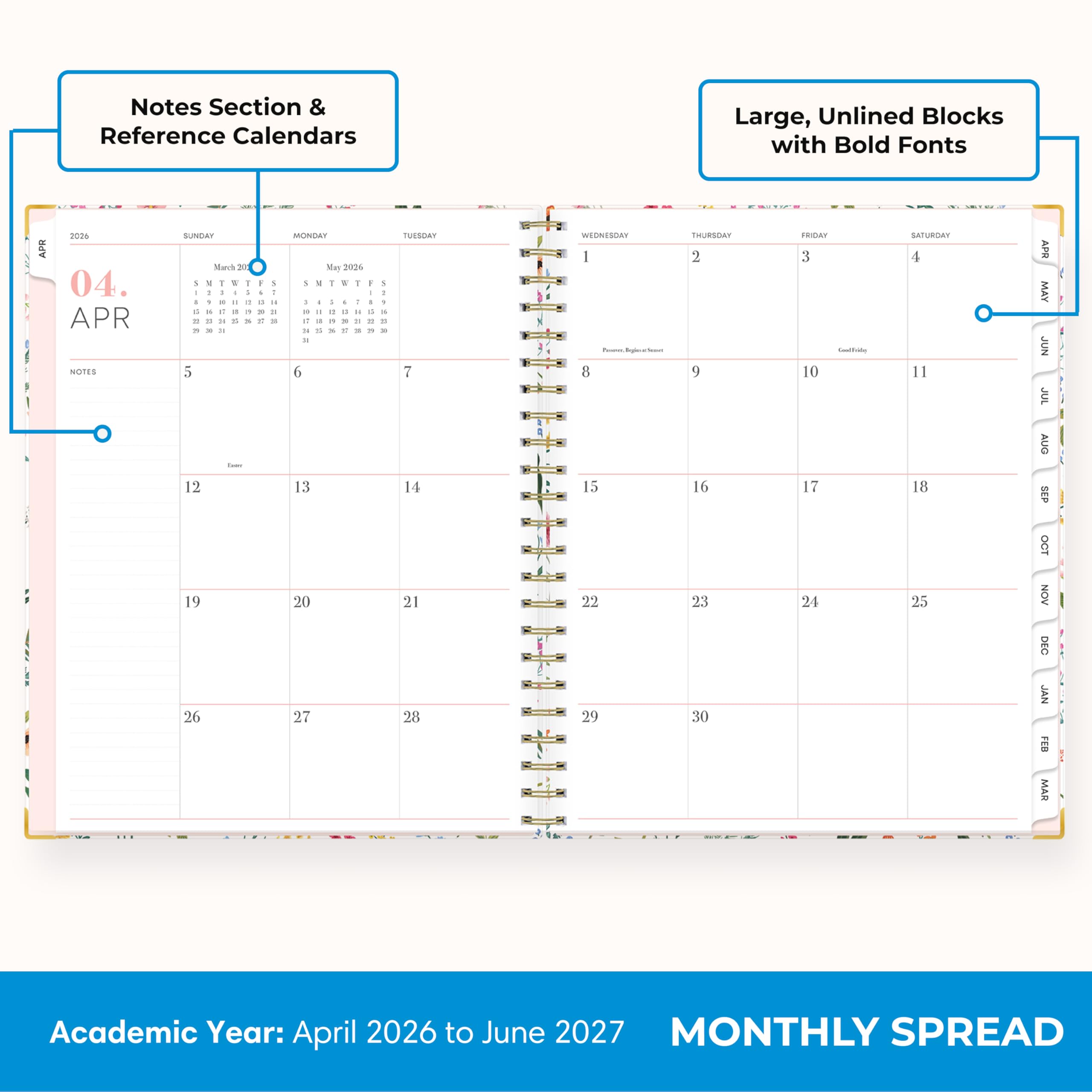 Notes Section & Reference Calendars

Large, Unlined Blocks with Bold Fonts

APR
2036 04. APR NOTES

SUNDAY March 20 I g T a T I : I I 1 1 1 :) 11 : 14 a of z 1 = 20 3 S 26 3 11 5 Inter 12 19 26
F i = R 3
1 ... 1 3

MONDAY May 2006 5 14 T T T F I I I I I 1 : * # = C a 4 C to to 70 # # 14 it 1 6 13 20 27
8 I 1 14 3

TUESDAY 7 14 21 28

WEDNESDAY THURSDAY I 2 BeeveAglesciest 8 9 15 16 22 23 29 30

FRIDAY 3 GoodTbido 10 17 24

SATURDAY 4 1