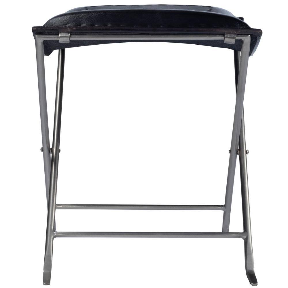 Back. Butler Specialty - Melton Leather 21.5"W Stool - Black.