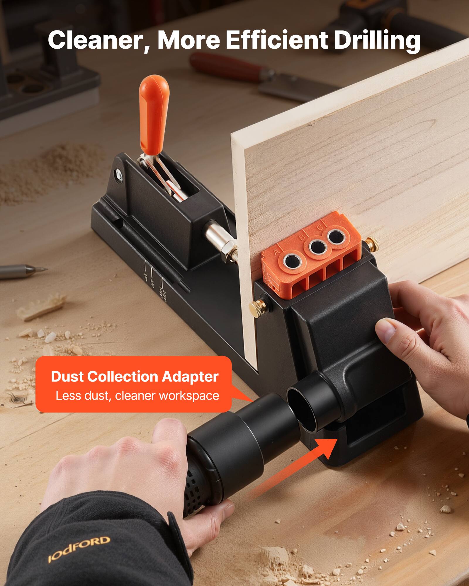 Cleaner, More Efficient Drilling

Dust Collection Adapter
Less dust, cleaner workspace

IODFORD