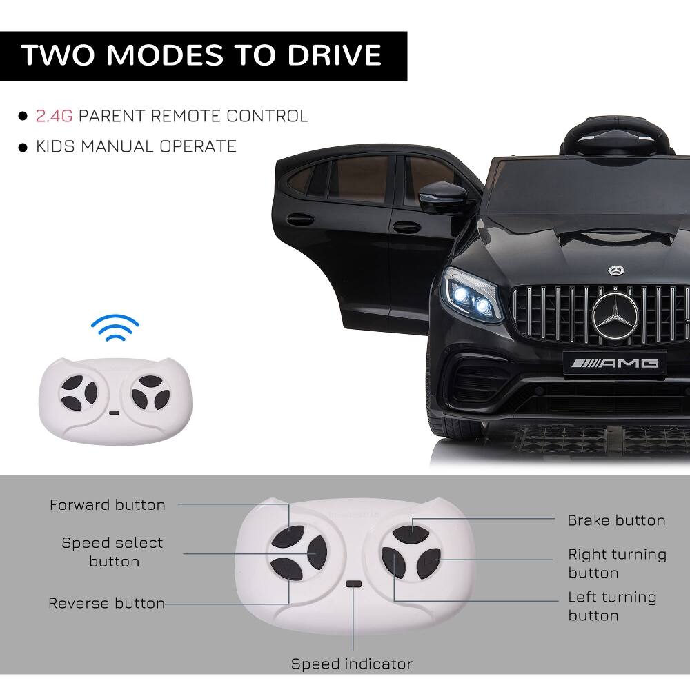 TWO MODES TO DRIVE

- 2.4G PARENT REMOTE CONTROL
- KIDS MANUAL OPERATE

Forward button
Speed select button
Reverse button
Brake button
Right turning button
Left turning button
Speed indicator
