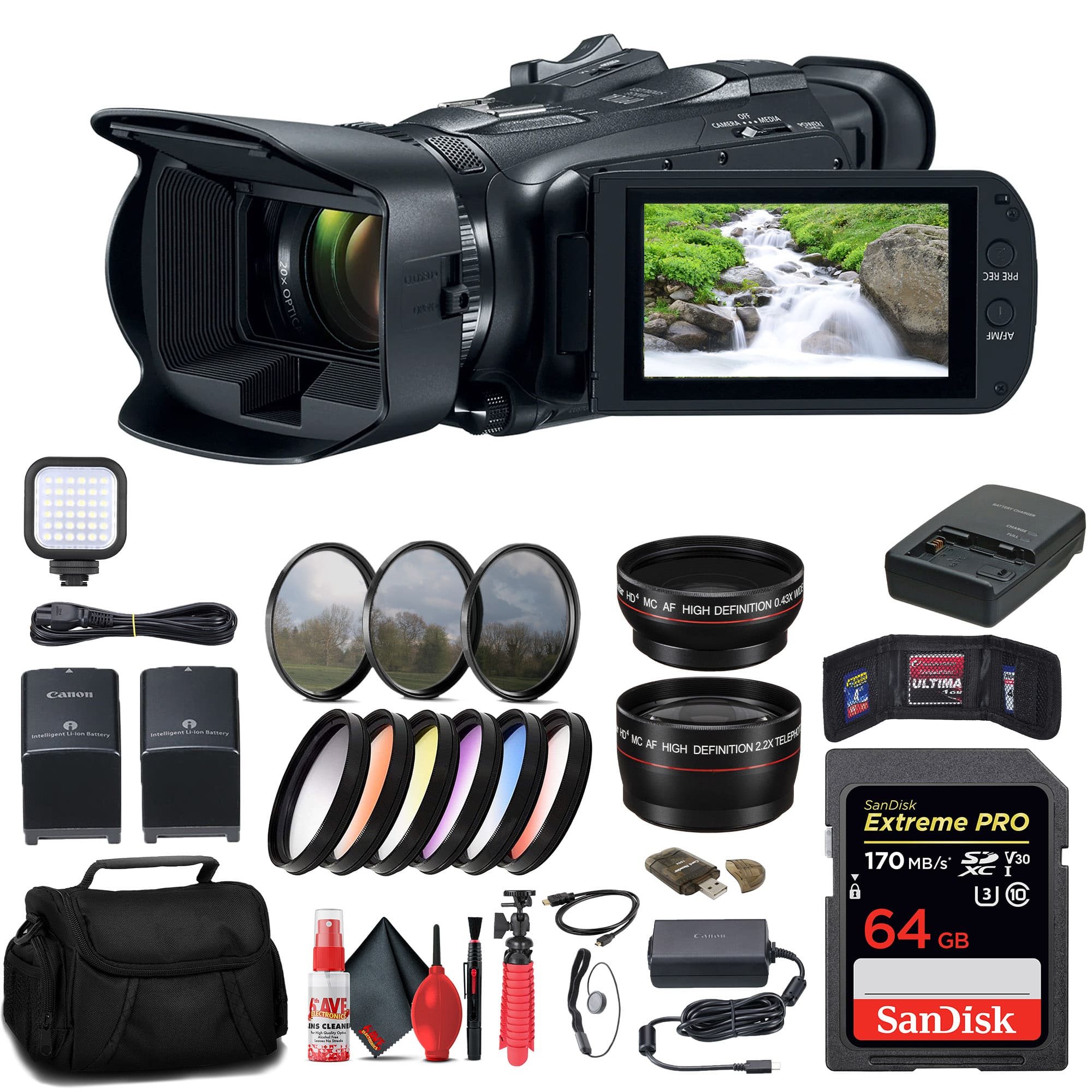 Canon - Vixia HF G70 UHD 4K Camcorder + 64GB Memory Card + BP828 Battery + More