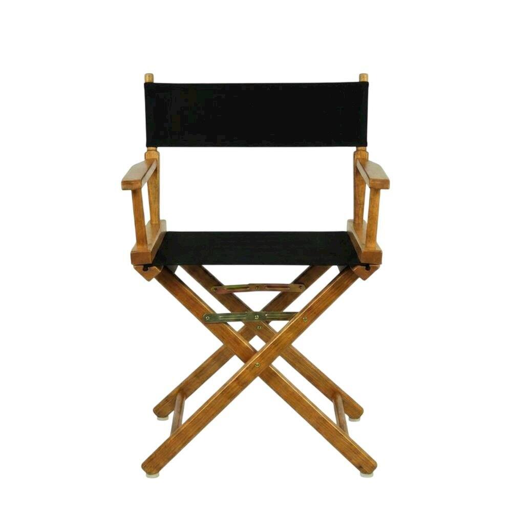 Left. FurniFact - Black Director's Chair - Honey Oak Frame/Black Canvas.