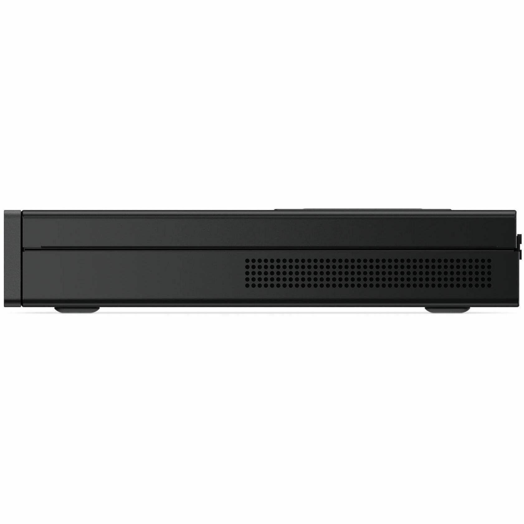 Left. Lenovo - Lenovo V100q Tiny Desktop, Intel Core i3-N305, 16GB RAM, 512GB NVMe SSD, Windows 11 Pro, Wi-Fi 6 - Black.