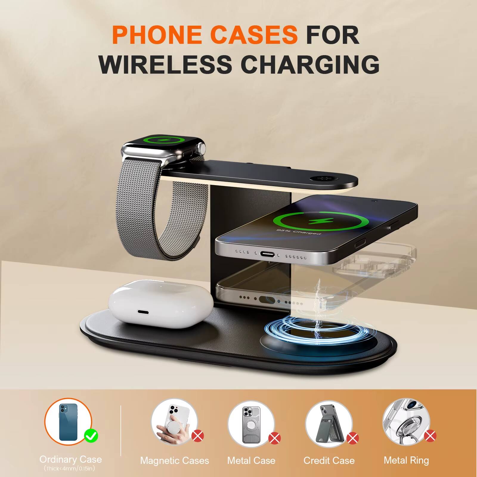 PHONE CASES FOR WIRELESS CHARGING

Ordinary Case (Thick < 4mm / 0.15in)  
Magnetic Cases  
Metal Case  
Credit Case  
Metal Ring