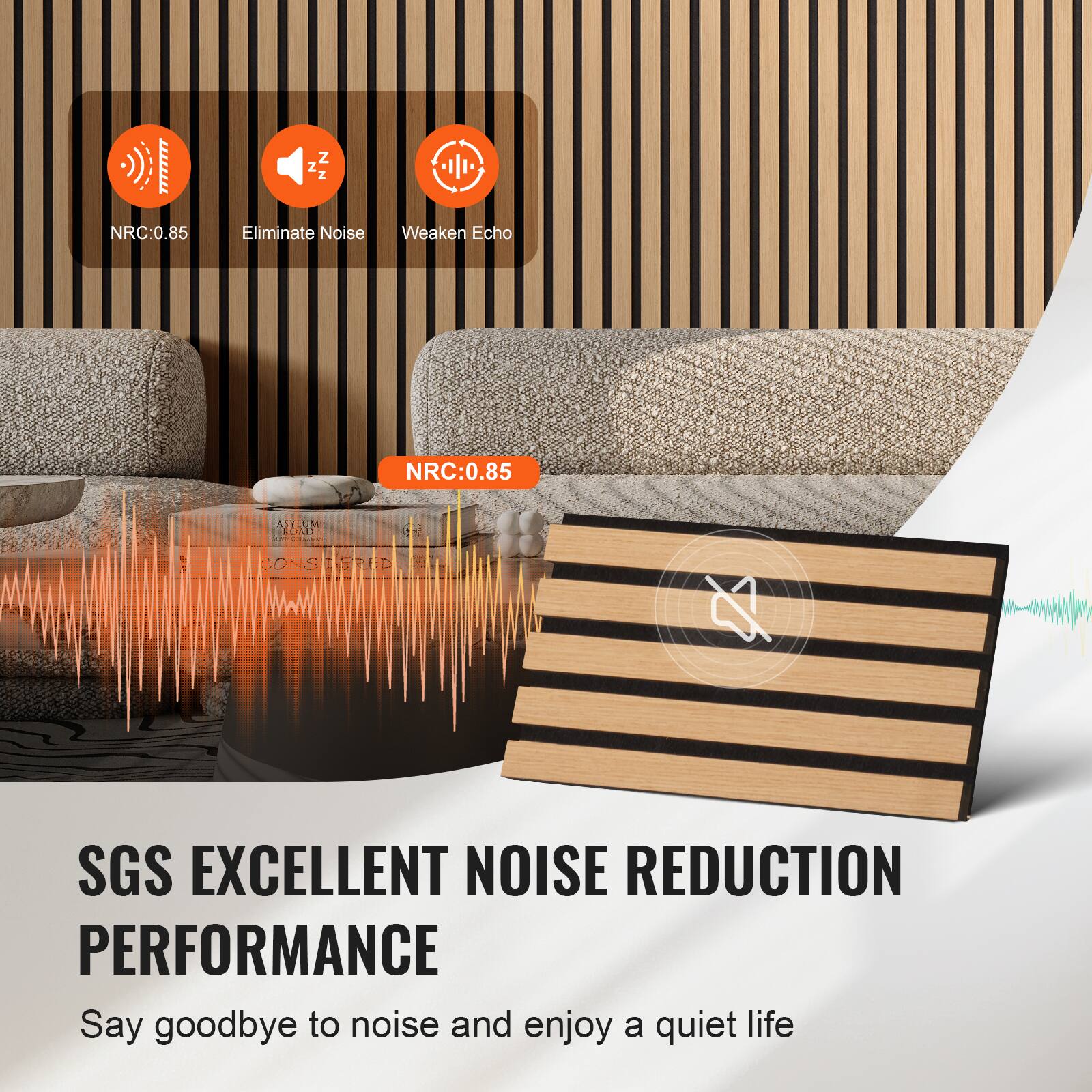 NRC: 0.85  
Eliminate Noise  
Weaken Echo  

NRC: 0.85  

ASTUM TAN CONS TGRED  

SGS EXCELLENT NOISE REDUCTION PERFORMANCE  

Say goodbye to noise and enjoy a quiet life