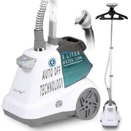 SALAV - 1800W Intelligent Step-On Control Garment Steamer With Automatic Safety Shut-Off & Water Tank Monitoring - White