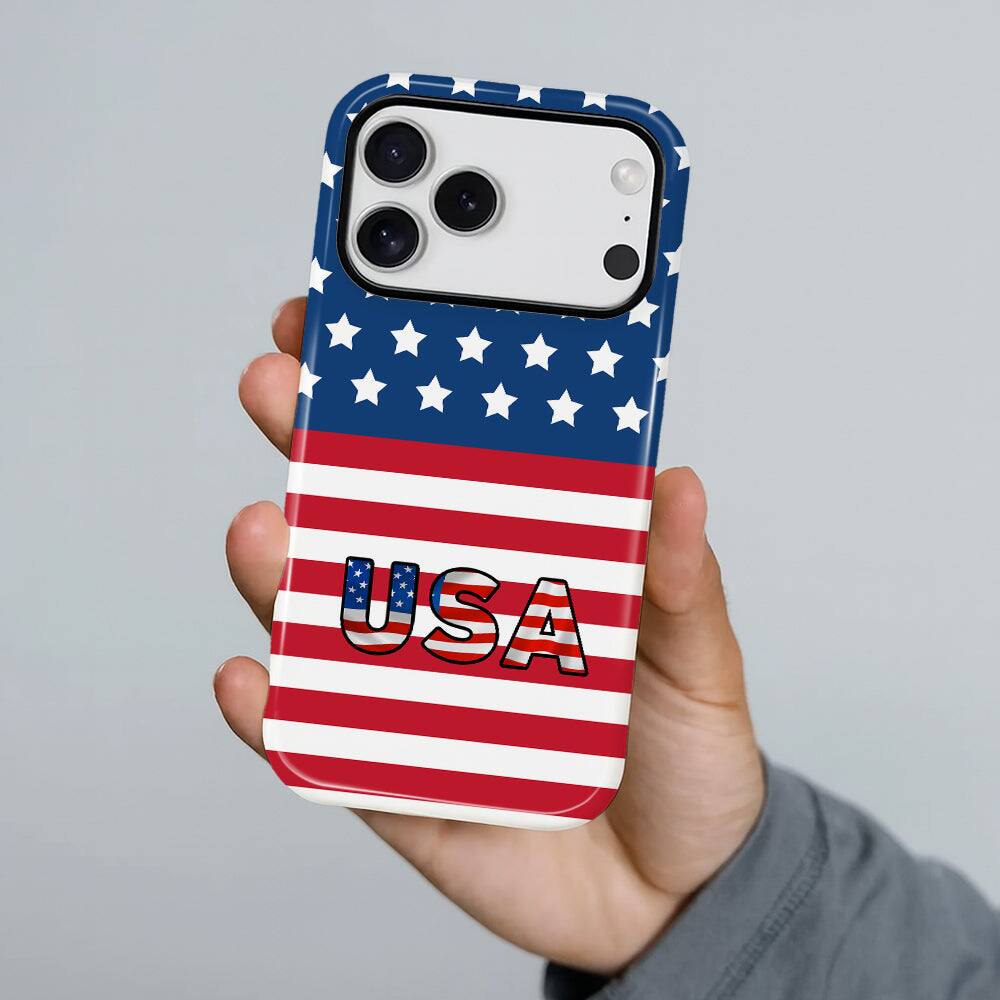 Alt View 3. Finnhomy - Smartphone Case for iPhone 17 Pro Max Dual Layer Protective Phone Case Shockproof Anti Slip Slim Cover Keep Smile - USA Flag for iPhone 17 Pro Max.