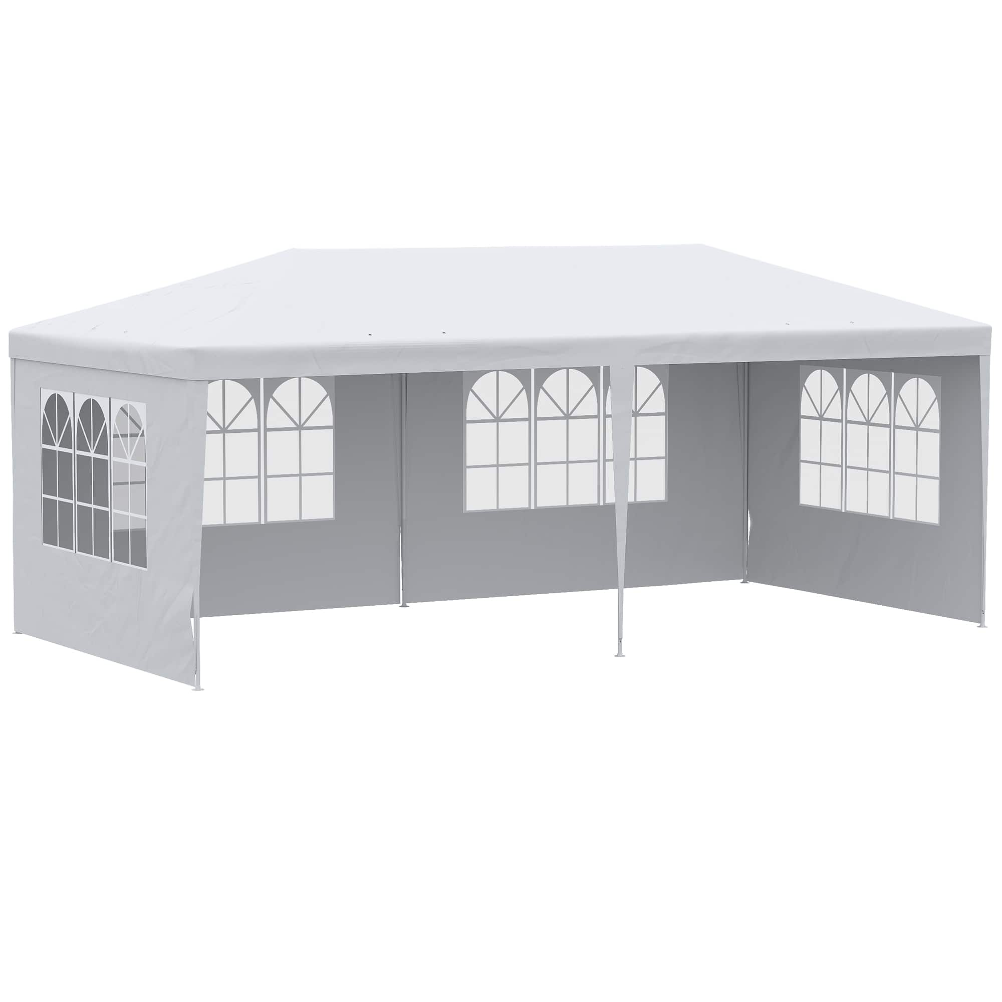 Outsunny - Large 20' x 10' Gazebo Canopy Party Tent with 4 Removable Window Side Walls - White