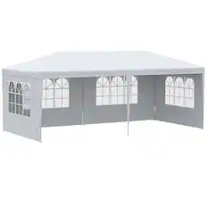 Front. Outsunny - Large 20' x 10' Gazebo Canopy Party Tent with 4 Removable Window Side Walls - White.
