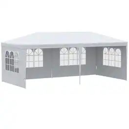 Outsunny - Large 20' x 10' Gazebo Canopy Party Tent with 4 Removable Window Side Walls - White