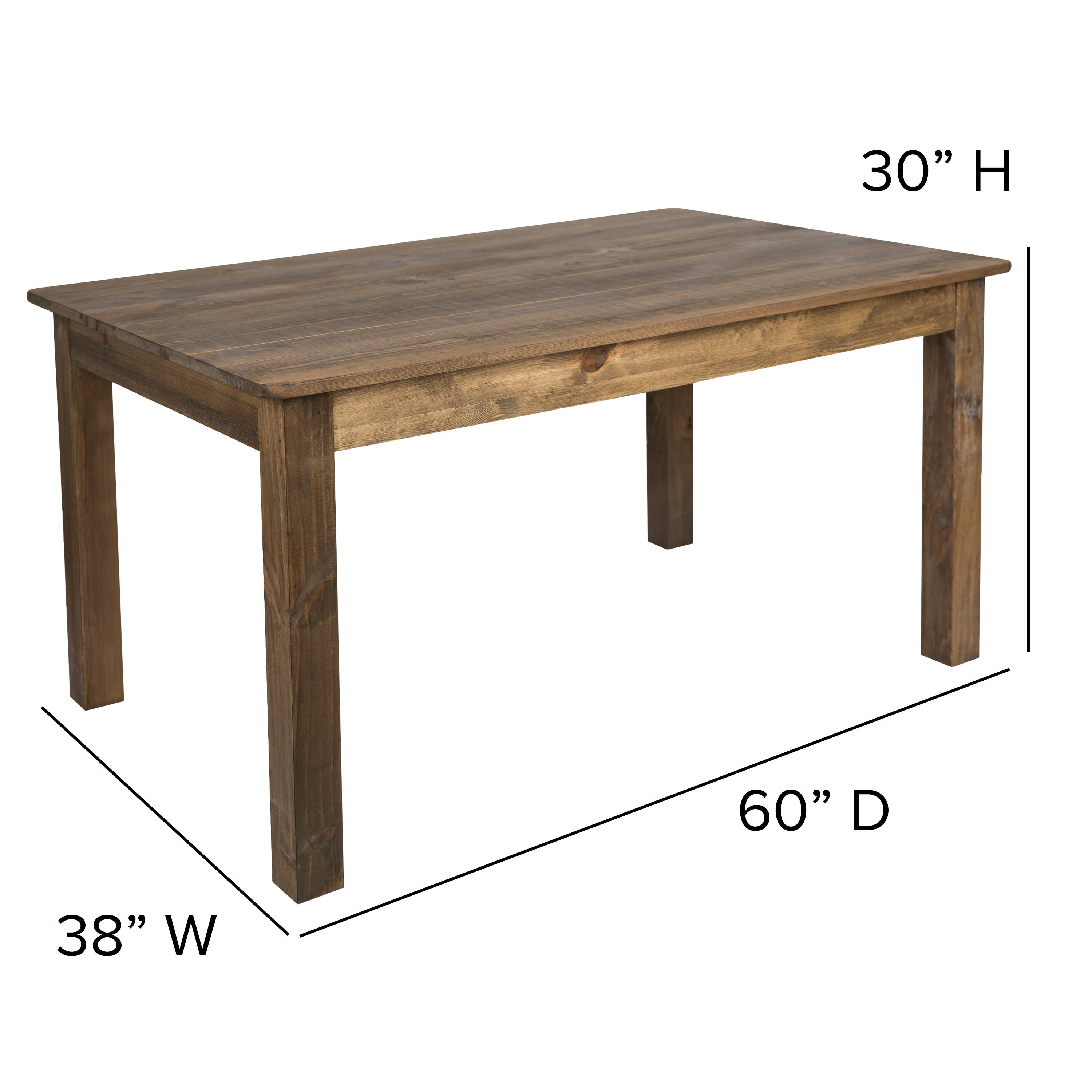 Alt View 13. Alamont Home - Hercules 60" x 38" Rectangular Antique Rustic Solid Pine Farm Dining Table - Antique Rustic.