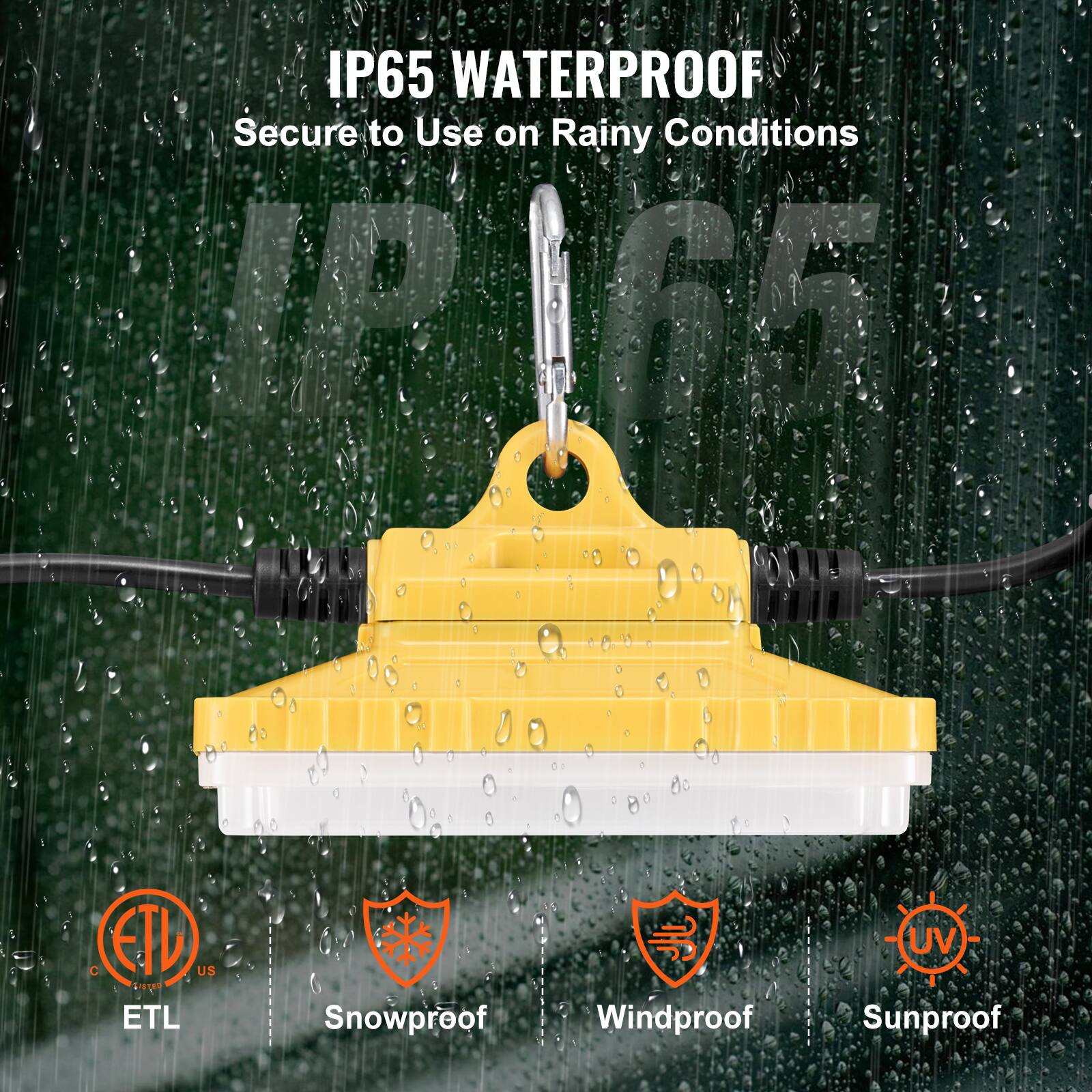 IP65 WATERPROOF  
Secure to Use on Rainy Conditions  

IP65  

ETL  
Snowproof  
Windproof  
Sunproof