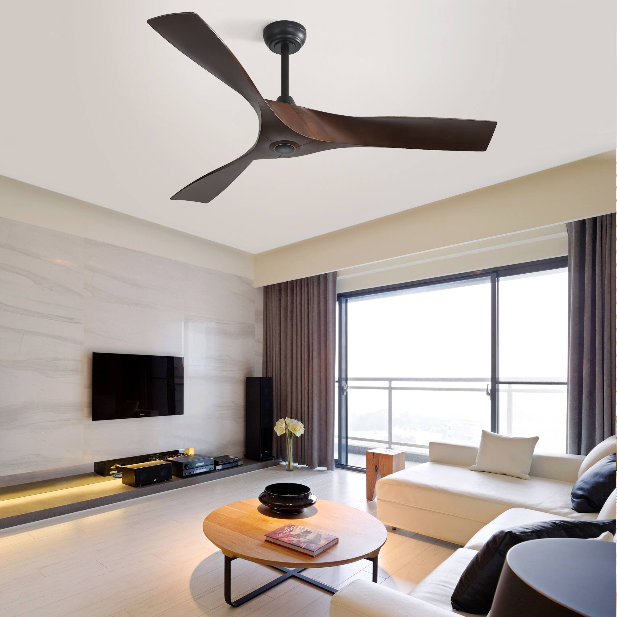 Alt View 2. APRILSOUL - Quiet 6 Speed Reversible DC Ceiling Fan Remote 65 Energy Saving Indoor Outdoor - Black.