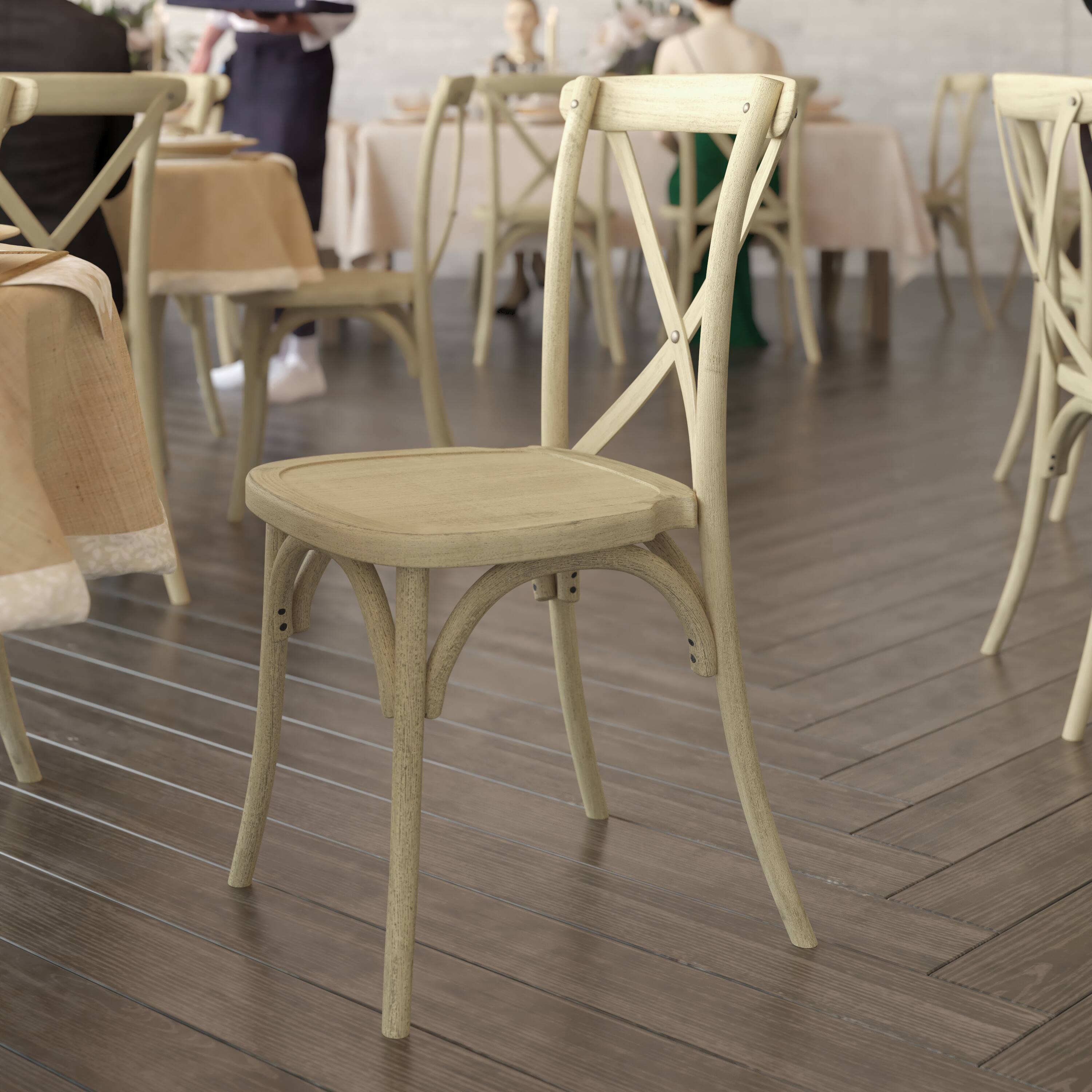 Alt View 2. Flash Furniture - HERCULES Commercial Light Oak Indoor/Outdoor Wood Look Stackable Resin Cross Back Chair - Brown.
