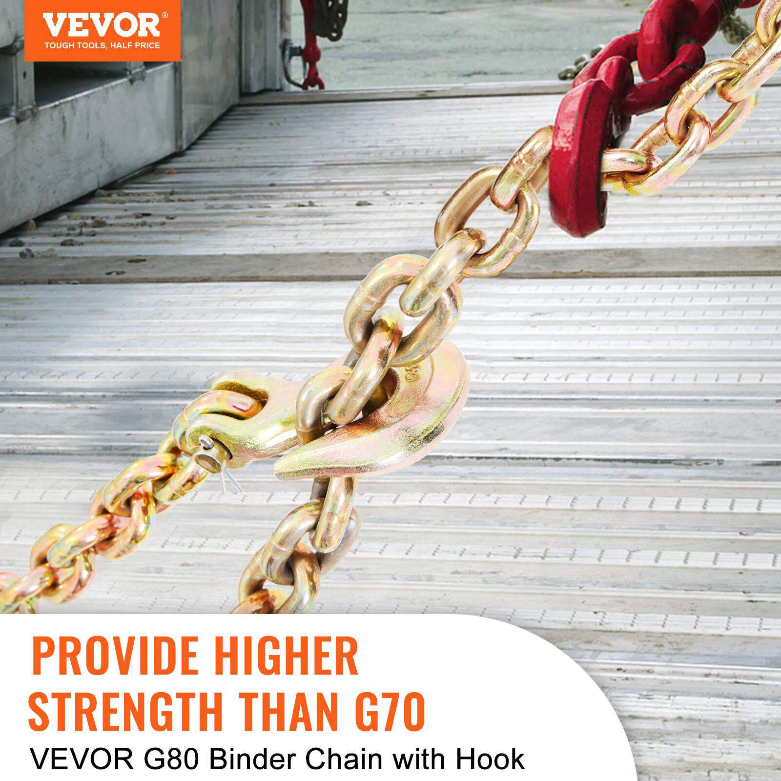 VEVOR TOUGH TOOLS, HALF PRICE

PROVIDE HIGHER STRENGTH THAN G70

VEVOR G80 Binder Chain with Hook
