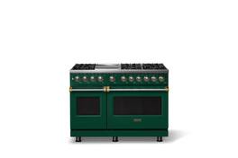 Viking - 48"W. 6 Burner Pro 5 Series 7.3 Cu. Ft. Freestanding Sealed LP Dual Fuel Convection Range with Brushed Brass Trim - Ivy