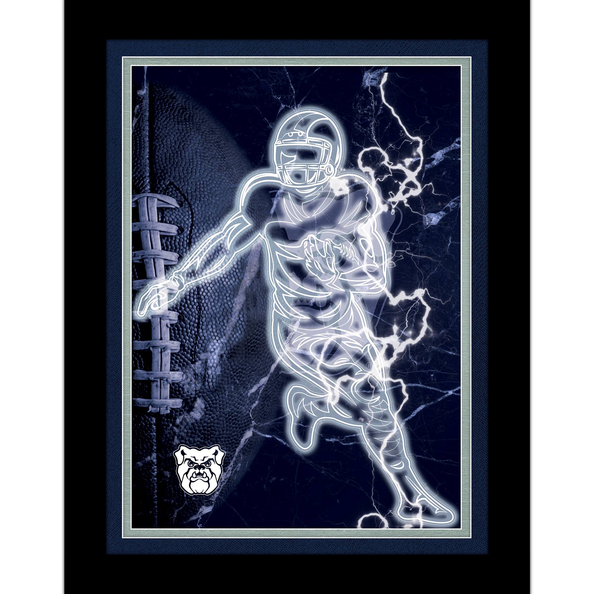 Black Butler Bulldogs 12'' x 16'' Framed Neon Player Print