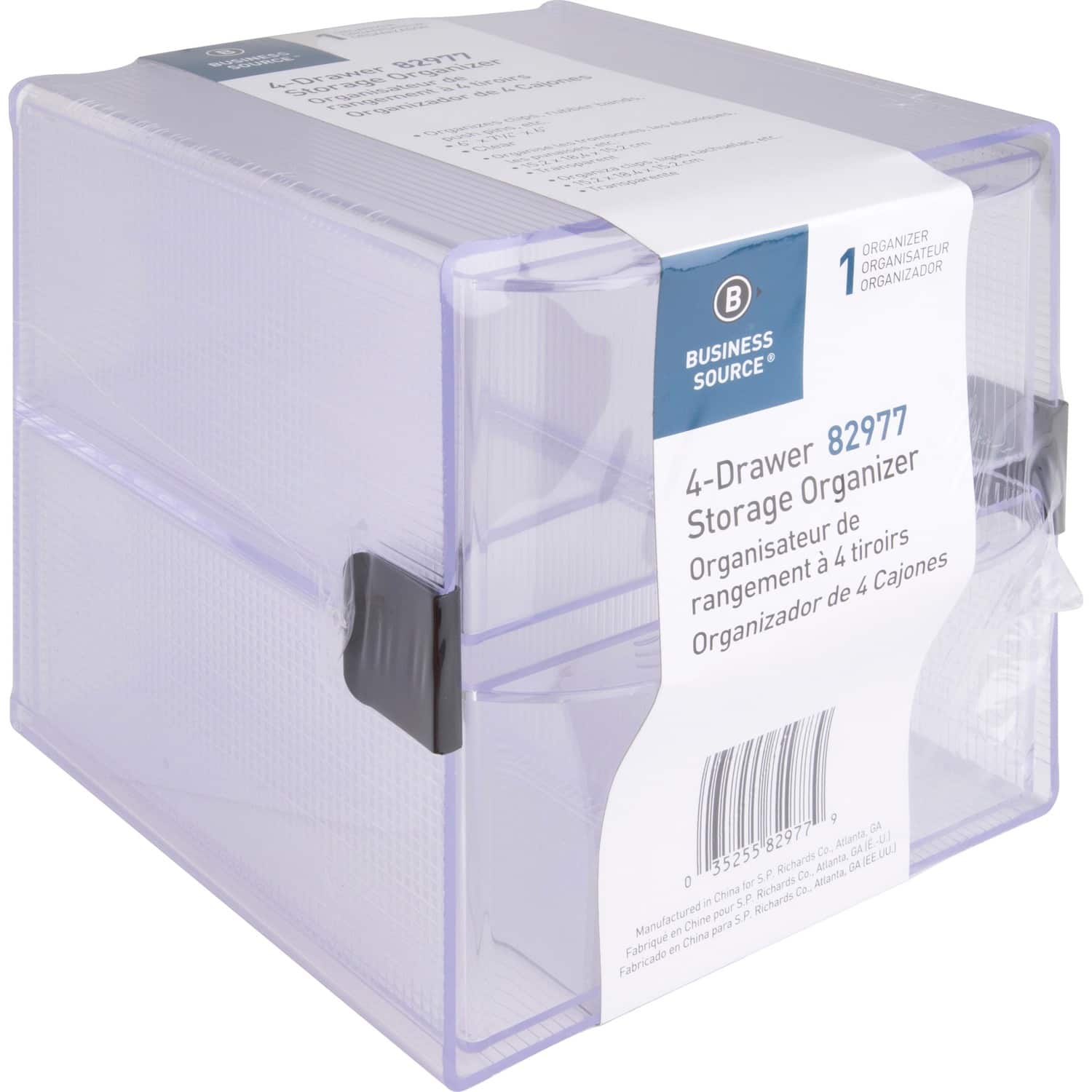 Business Source - 4 drawer Storage Organizer 4 Drawer 6" x 7.25" x 6" Desktop - Clear