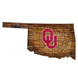 Fan Creations - Oklahoma Sooners 23.5" x 23.5" Distressed State with Logo Sign - Multicolor