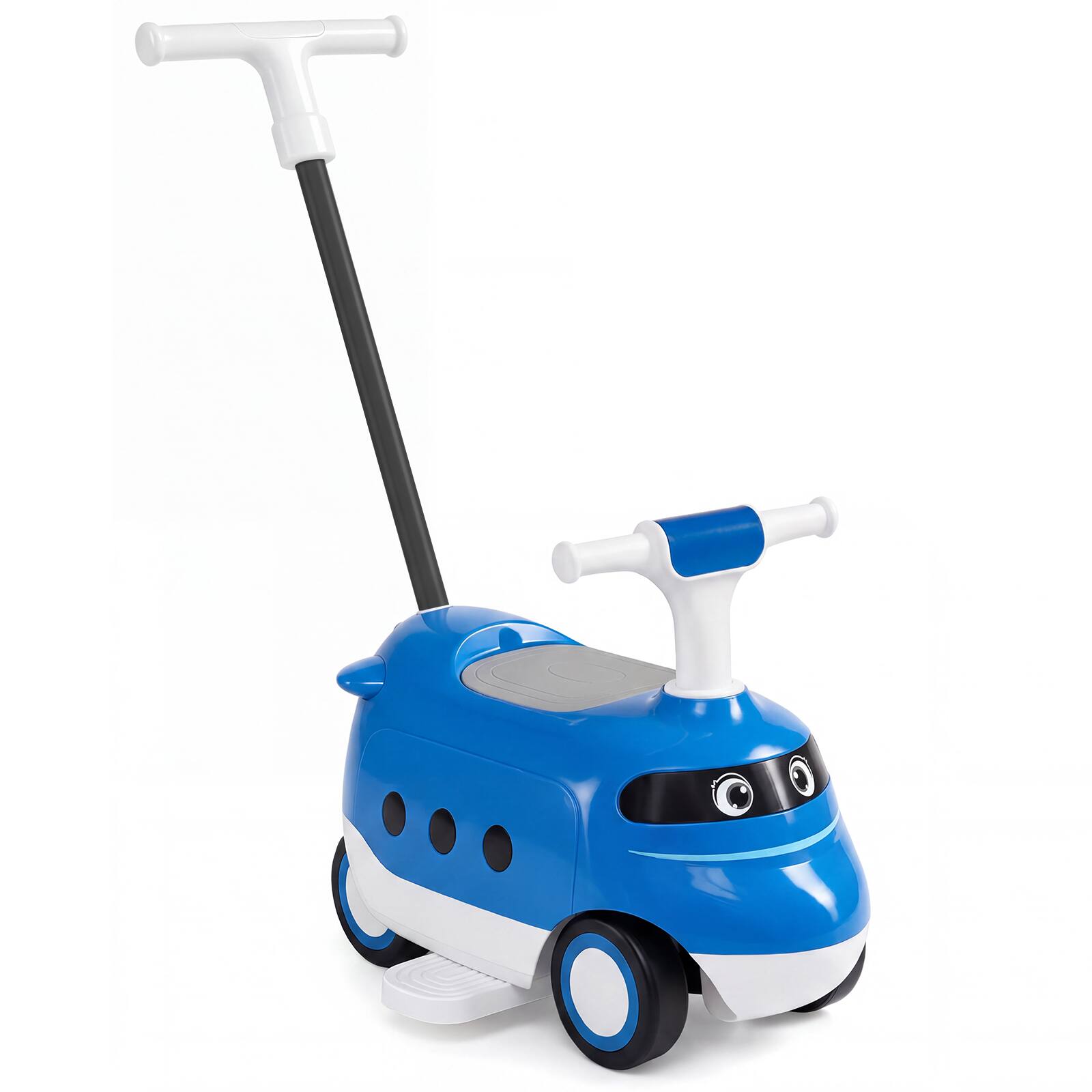 Alt View 9. Costway - Costway 2-in-1 Ride On Push Car with Horn & Under-Seat Storage for Toddlers 3 Years Old - Blue + White.