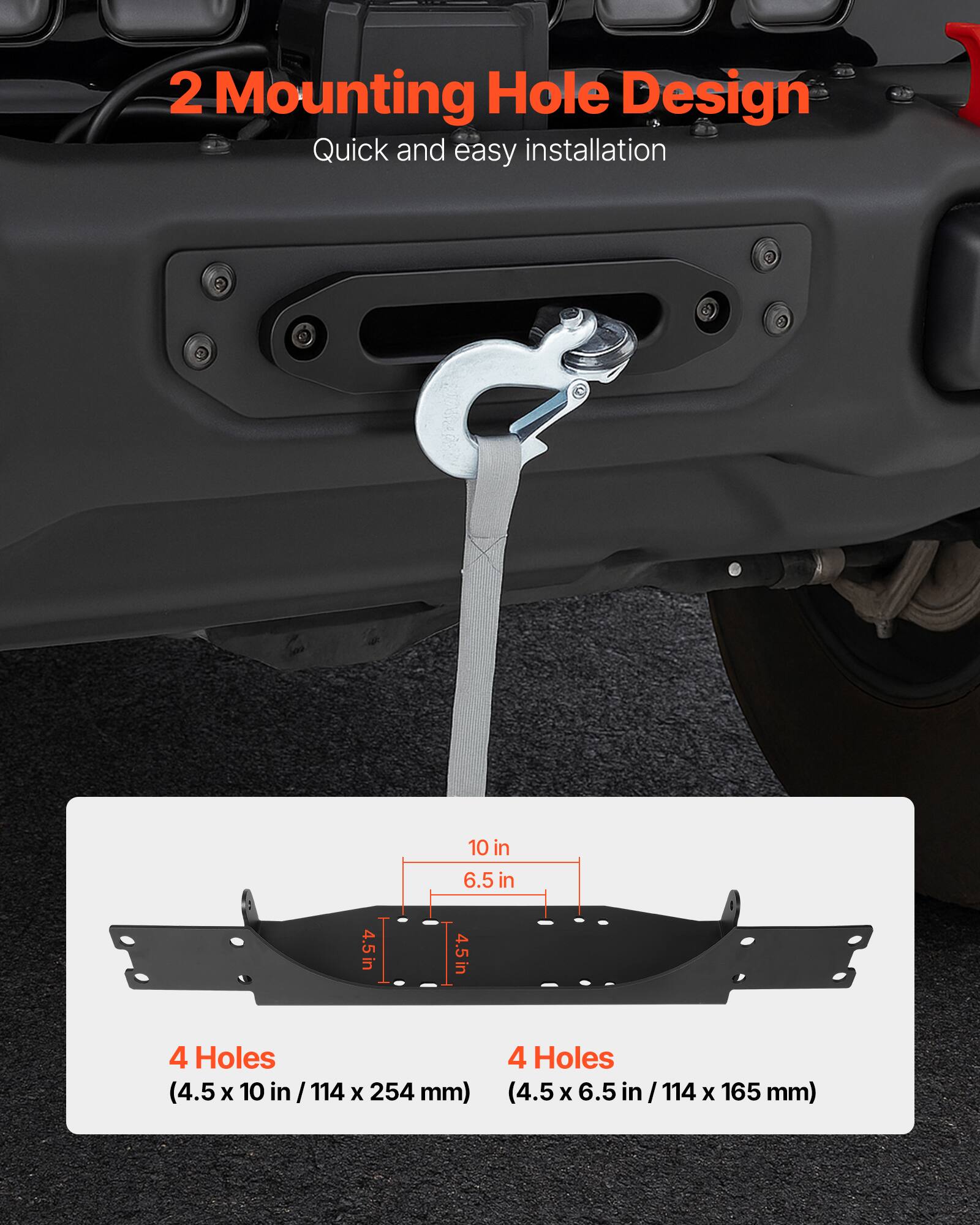 2 Mounting Hole Design Quick and easy installation

10 in
6.5 in
4.5 in
4.5 in

4 Holes (4.5 x 10 in / 114 x 254 mm)
4 Holes (4.5 x 6.5 in / 114 x 165 mm)