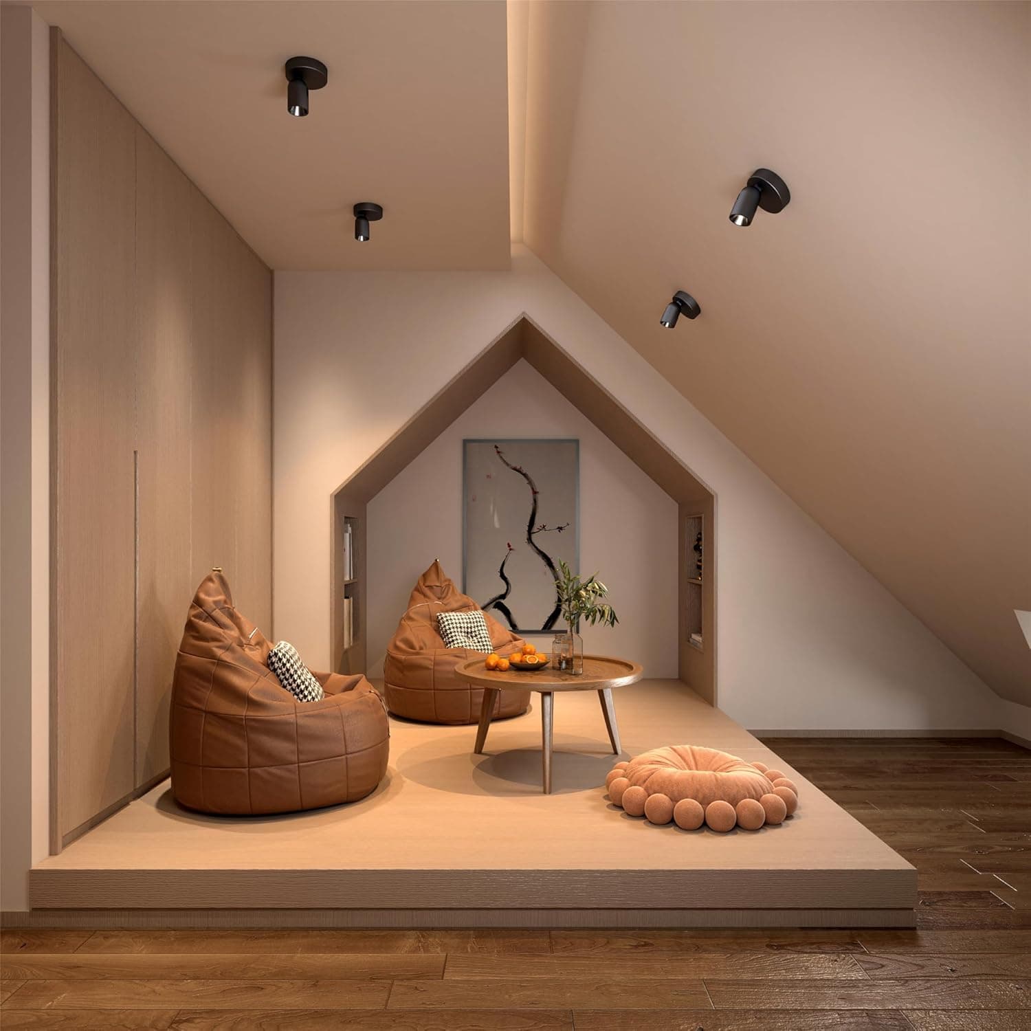 Alt View 4. FINEAK - 11W Black Dimmable Flush Mount Ceiling Spotlight 3000K.