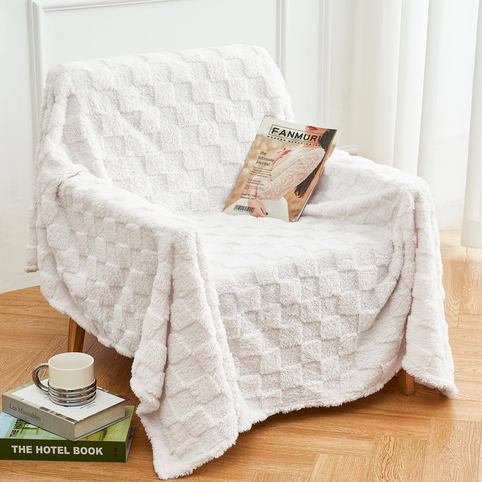 Cream White Checkered-Throw(50×70in)