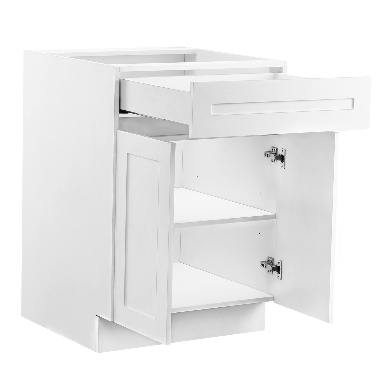 Alt View 5. VEVOR - White Shaker Base Cabinet with Drawer, 24-Inch Unassembled Drawer Base Cabinet, 24" W x 24" D x 34.5" H - White.