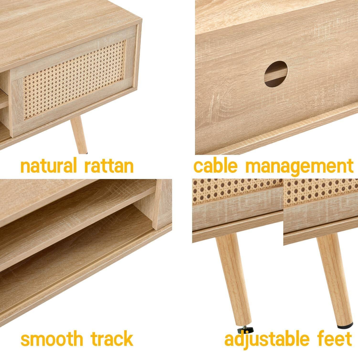 - natural rattan
- cable management
- smooth track
- adjustable feet