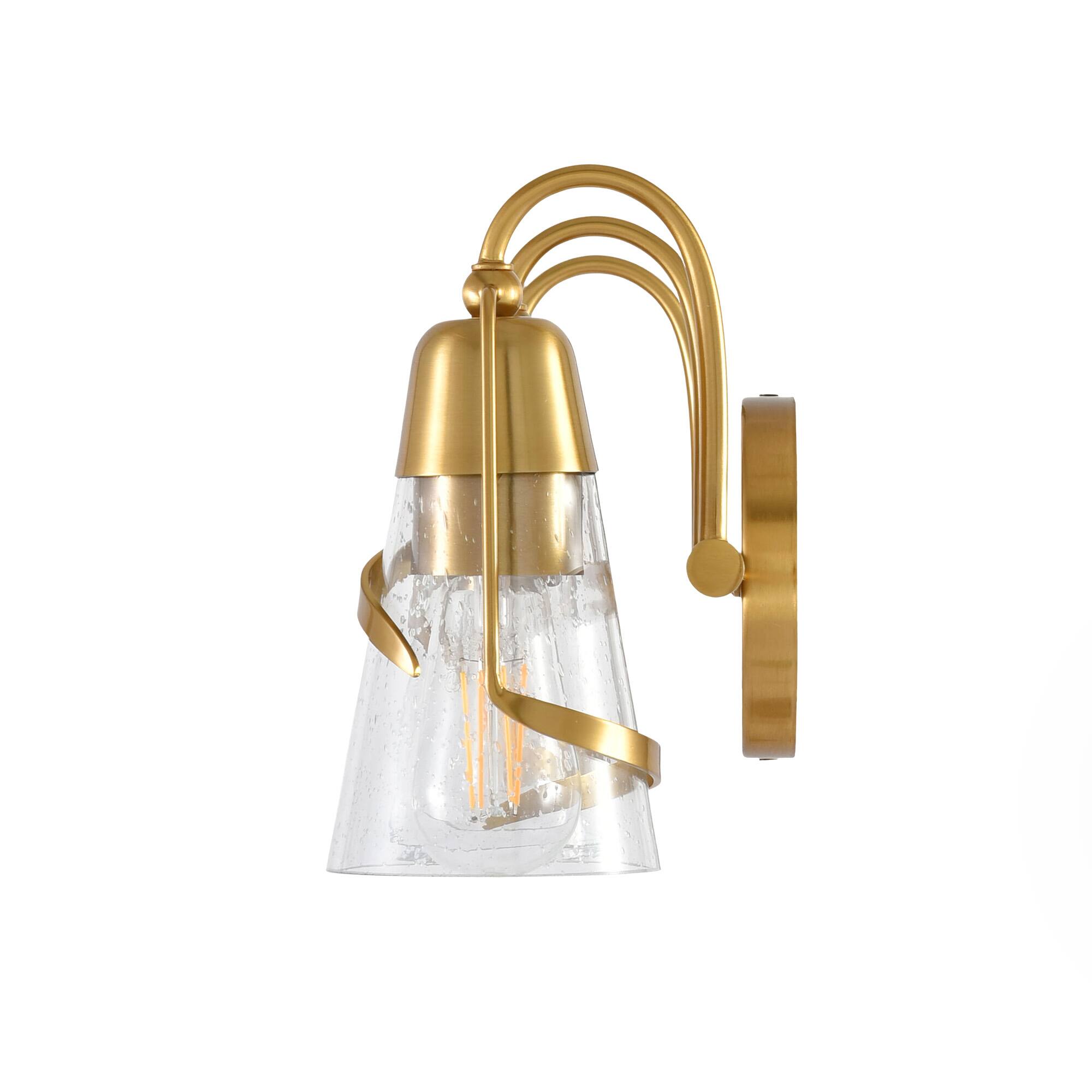 Alt View 4. Parrot Uncle - 24" Modern Gold 3-Light Bathroom Vanity Sonces Wall Light with Seeded Glass Shades - Gold, Clear.