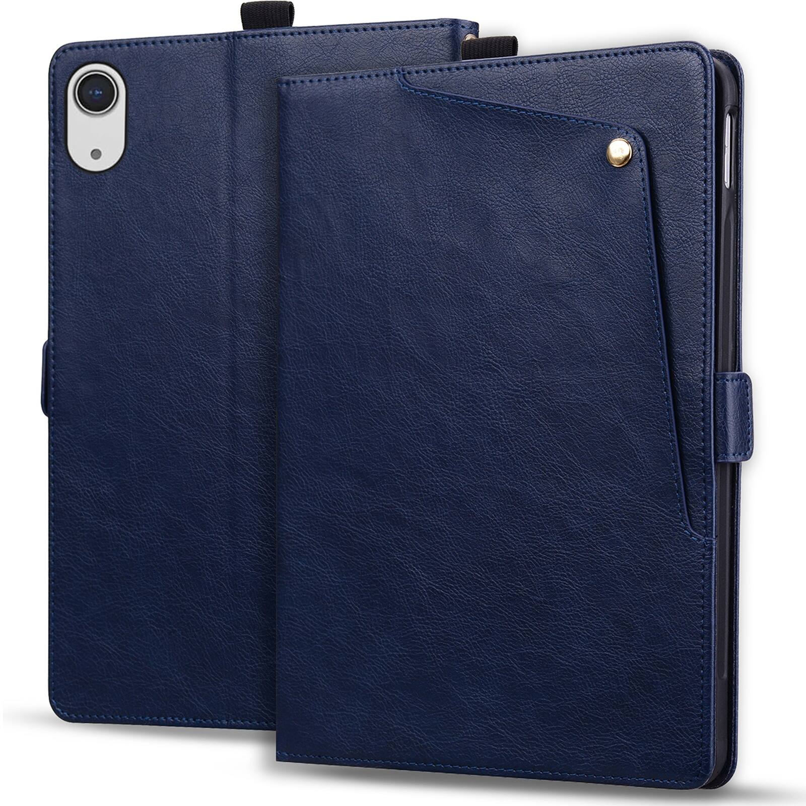Alt View 7. Dteck - Case For Apple iPad mini (A17 Pro) 2024/iPad mini 6th Business Premiun Leather Folio Adjustable Stand Card Slots Cover - Blue.