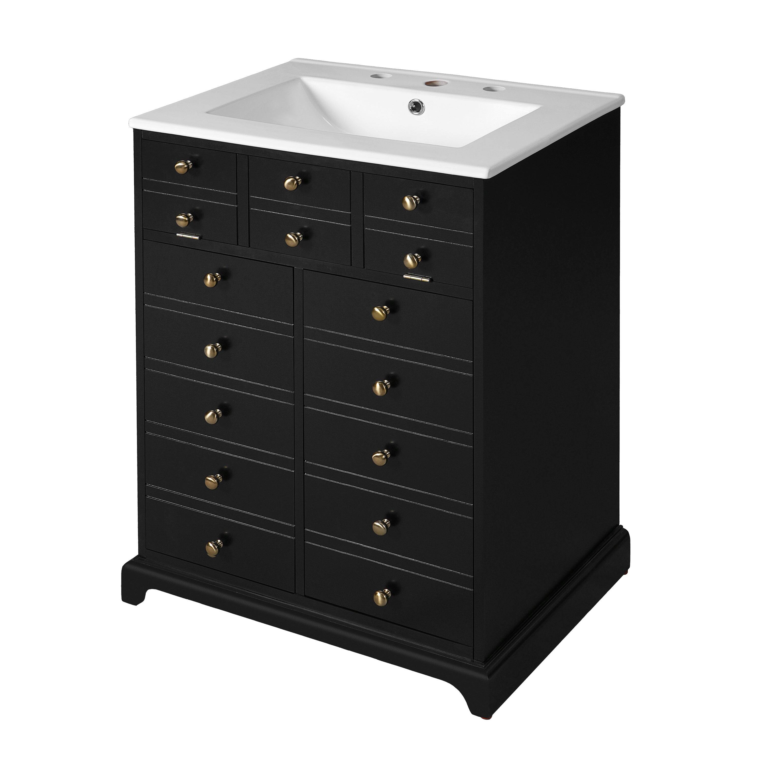 Alt View 10. Boyel Living - 24 Inch Bathroom Vanity with Ceramic Sink Drawer and Double Doors Black - Black.