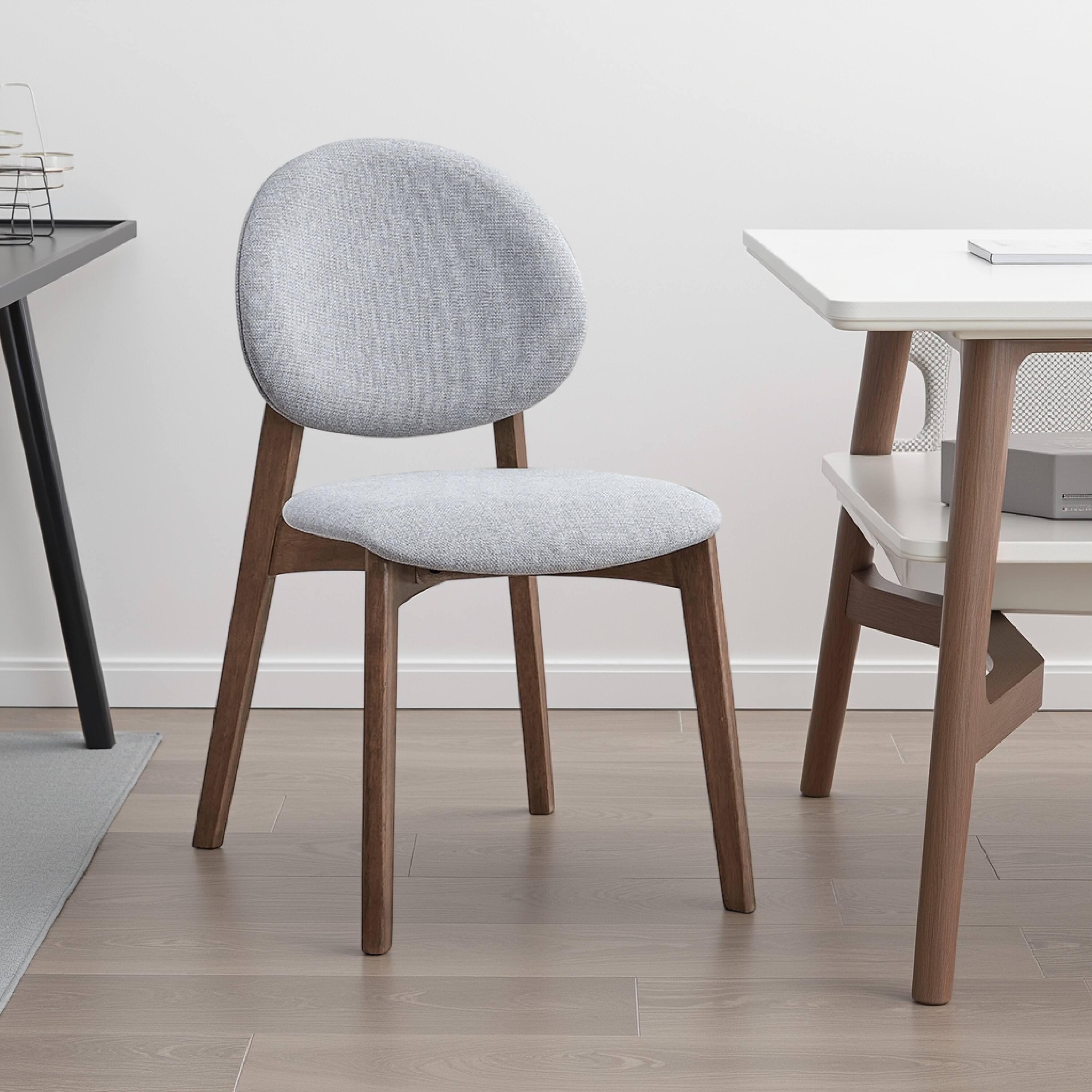 Alt View 5. Manhattan Lane - Hamza Side Dining Chair Set of 2, Light Gray Linen - Gray, Walnut Brown.