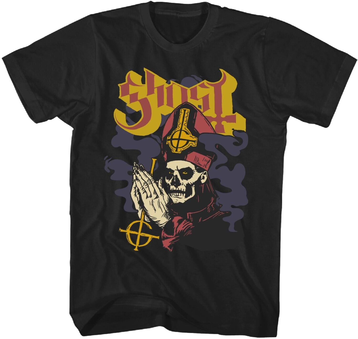 Front. PopMarket - Ghost - Ghost - Papa Emeritus Prayer Hands T-Shirt - Small Black TS4403GOSA1   - APPAREL - Multicolor.
