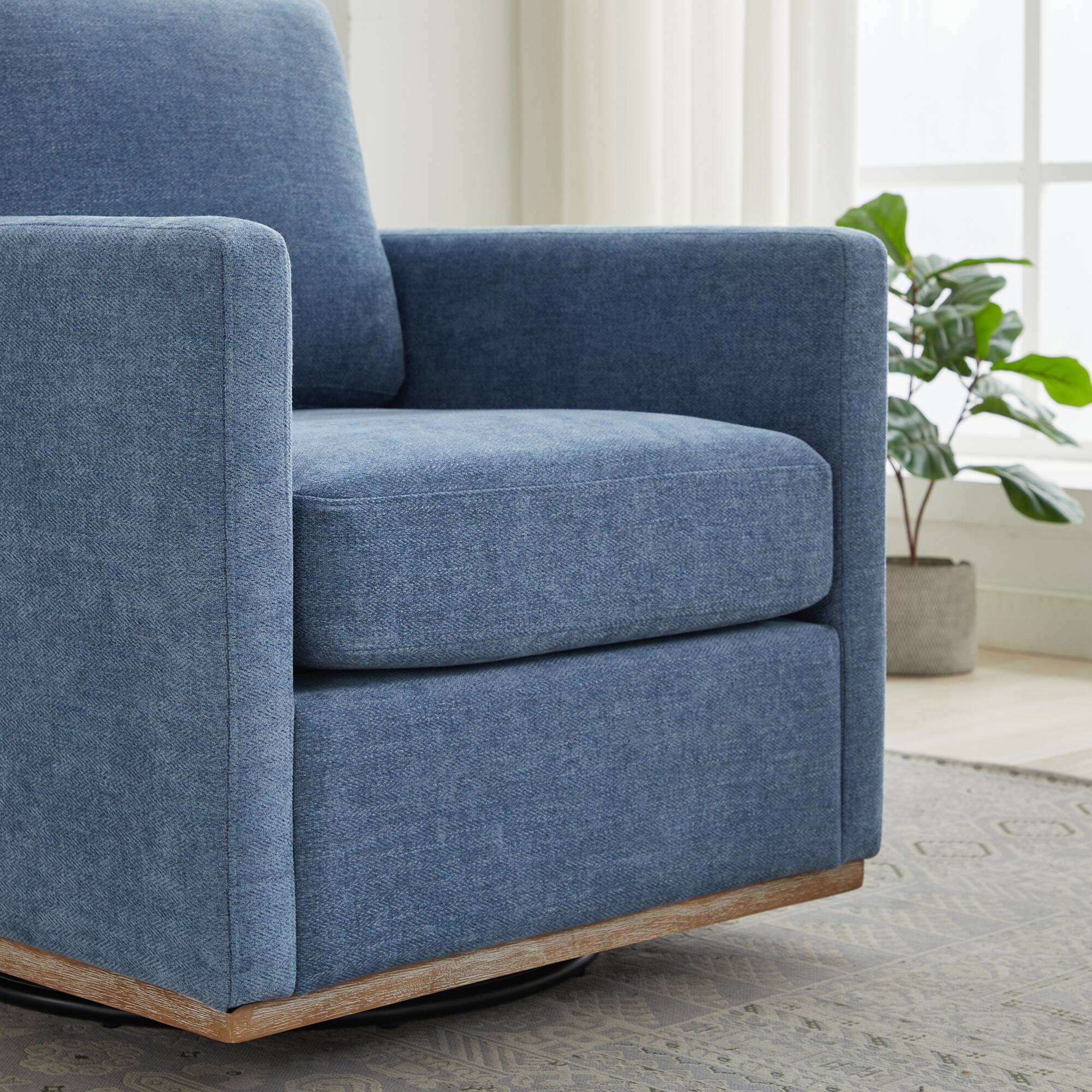 Alt View 5. GOODSILO - Modern Square Swivel Accent Chair with 360-Degree Rotation for Living Room and Bedroom - Blue.
