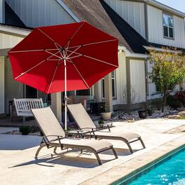 Mondawe - 10FT Patio Umbrella with Push Button Tilt and Crank - Brick red