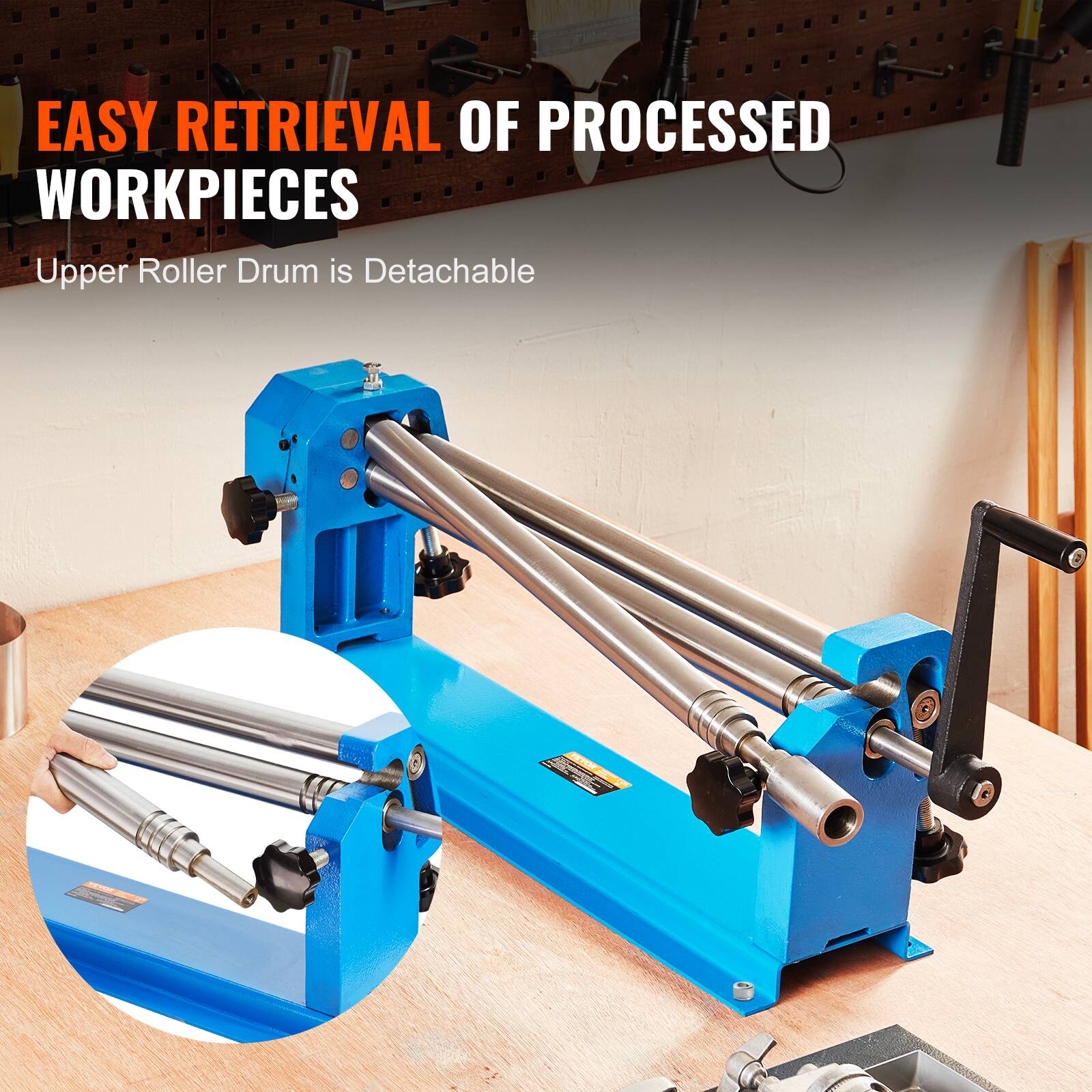 EASY RETRIEVAL OF PROCESSED WORKPIECES  
Upper Roller Drum is Detachable