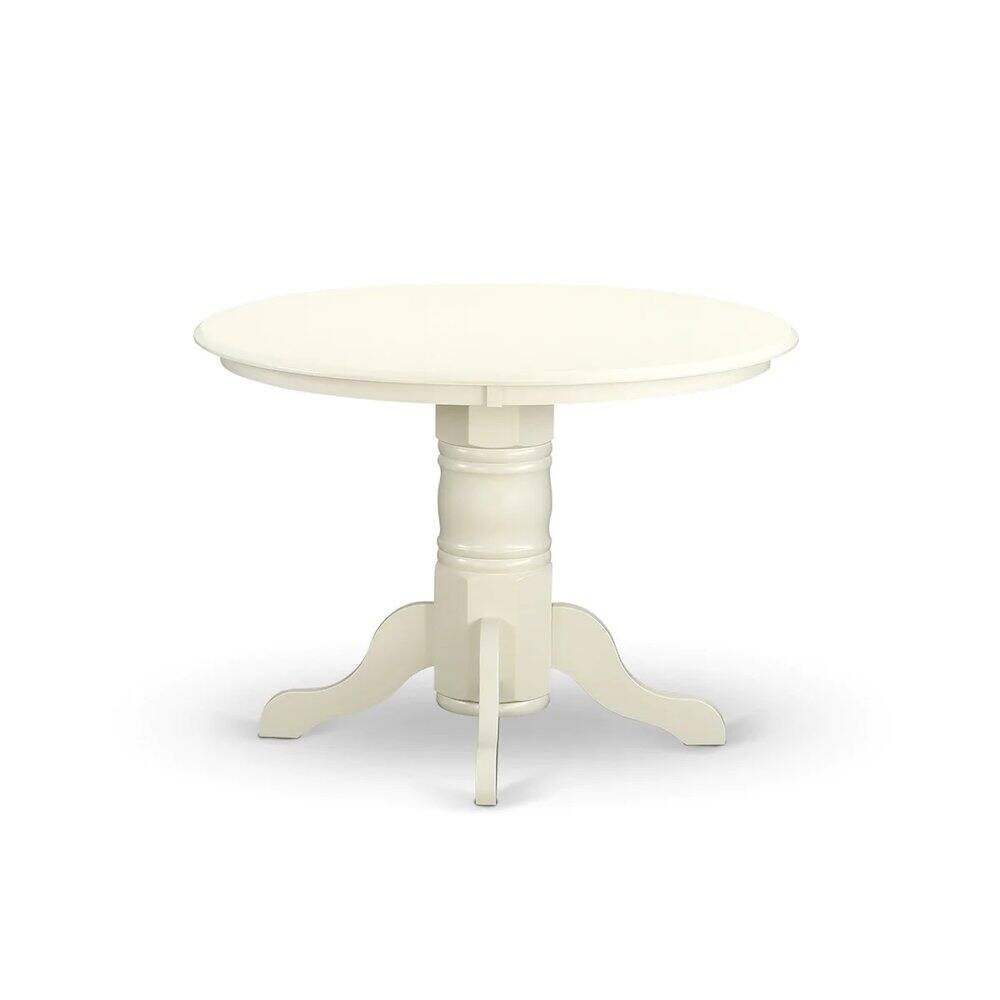 Angle. East West Furniture - Dining Room Set Linen White - Brown.