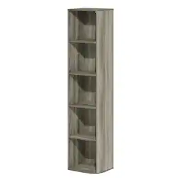 FurniFact - Corner Open Shelf Bookcase Finish for Residential Storage - French Oak