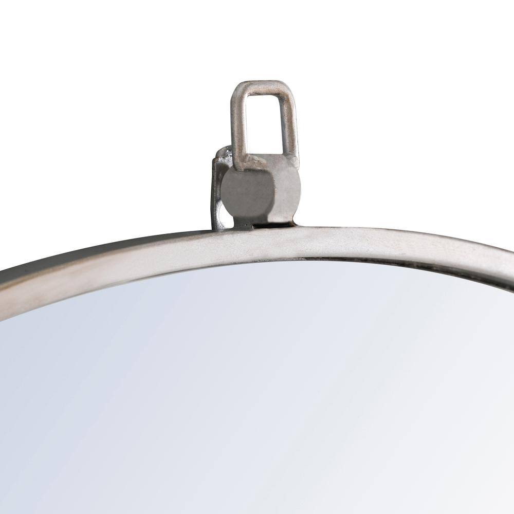 Alt View 9. Elegant Decor - Metal frame Round Mirror with decorative hook 42 inch Silver finish - Silver.