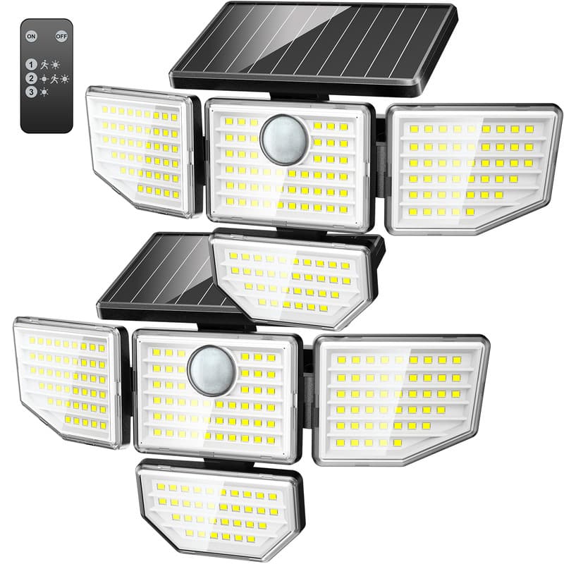Adewalk - Upgraded 3000LM 188 LED 4 Head Solar Light Motion Sensor IP65 Waterproof Security Lamp for Yard Backyard Use 2pack - White price history on PriceWatchPro