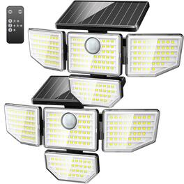 Adewalk - Upgraded 3000LM 188 LED 4 Head Solar Light Motion Sensor IP65 Waterproof Security Lamp for Yard Backyard Use 2pack - White